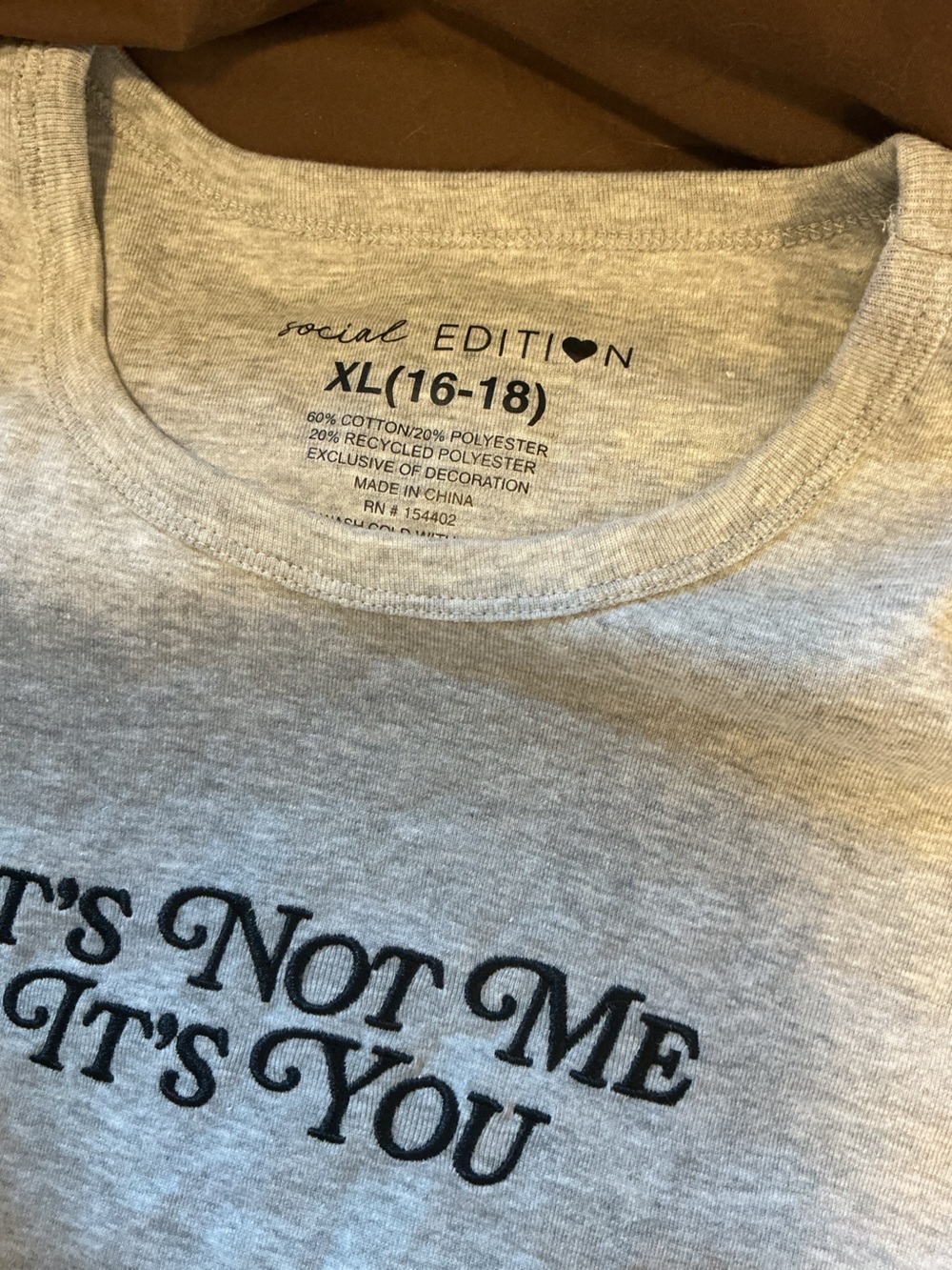 Women's Gray Graphic Tee - "It's Not Me It's You" - Picture 2 of 3